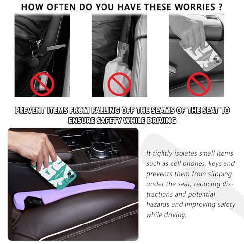 Junecarp Car Seat Gap Filler 2 Pack,Car Gap Filler Organizer to Impede Items from Dropping,Essential Interior Car Accessories Seat Gap Plug (Purple) - color: Purple/2pcs