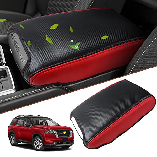 SKTU for 2024 2025 2026 Nissan Pathfinder Center Console Cover 2022-2026 Pathfinder Armrest Cover 2023 2024 2025 2026 Pathfinder Accessories Pathfinder R53 Automotive Center Console Soft Cushion (Red) - color: 2022-2026 Pathfinder Red