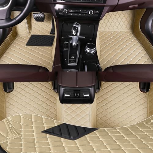 Car Mats Full Set for Honda Accord 8th Floor Mats 2008-2013,All Weather Tech Mats for Cars,Leather Car Floor Mats,Non-Slip Automotive Floor Liners(Beige) - color: Beige