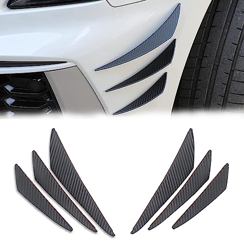 Pack-6 Car Spoiler Canards Kit, Universal Auto Front Bumper Lip Splitter, Body Anti-Collision Diffuser, Exterior Soft Rubber Decorative Stickers (Carbon Fiber Black) - color: Carbon Fiber Black