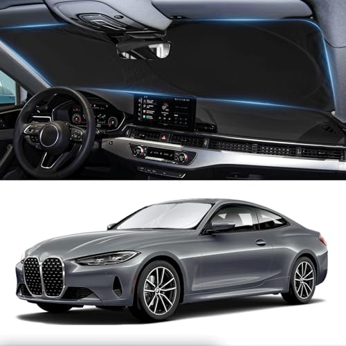 for BMW 4 Series Windshield Sun Shade Sunshade Fit for 2021-2024 2025 BMW 4-Series 2DR Coupe Convertible Sun Visor for M4, 428i 430i 435i 440i Base Sport Front Window Shield Accessories - size: for 4-Series 21-25