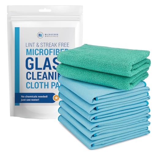 Claro 2 Step Glass Cleaning Cloth 8-Pack – Green Wet & Blue Dry Microfiber Towels Cleaning for Windows, Mirrors & Glass - Streak and Lint Free Cloth for Home, TV, Shower - Machine Washable - style: Glass Cleaning Cloths Pack