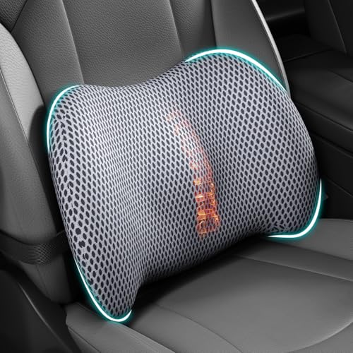 BYMECOST Lumbar Support Pillow for Car, Memory Foam Car Seat Back Support Pillow for Driving, Back Cushion with Strap for Pain Relief, Ergonomic Back Cushion for Office Chair, Wheelchair (Grey) - color: Grey