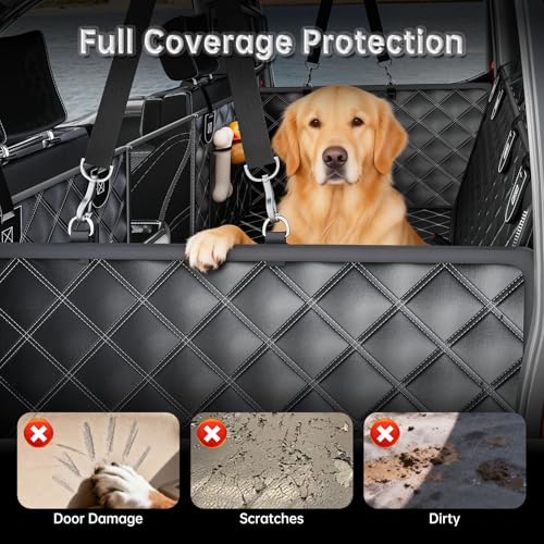 RYNVALE [2026 Upgraded] Hard Bottom Car Seat Cover for Dogs, 600lbs Heavy Duty Back Seat Extender, Waterproof Dog Car Hammock with Detachable Mat, Fits Full Size SUV & Trucks, 2-4 Large Dogs, XL - size: X-Large