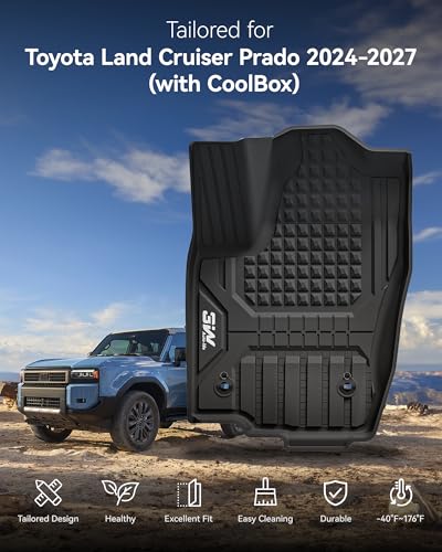 3W Floor Mats & Cargo Liner for 2024-2027 Toyota Land Cruiser Prado, TPE Custom Fit Floor Liner & Trunk Mats 1st &2nd Rows Car Mats & Cargo Mat - style: 7. Land Cruiser|24-27|Floor Mats&Cargo Liner
