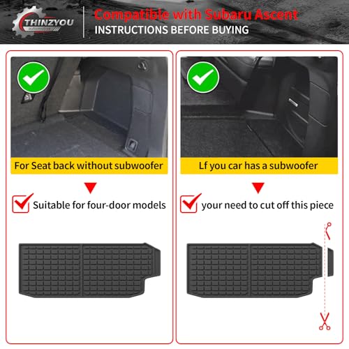 Cargo Mat Compatible with 2019-2025 2026 Subaru Ascent Cargo Liner Trunk Liner TPE Back Seat Cover Protector 2023 Ascent Accessories (Fit 7&8 Seats, Trunk Mat+3rd Row Backrest Mats) - style: For Aubaru Ascent | 2019-2026