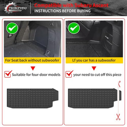 Cargo Mat Compatible with 2019-2025 2026 Subaru Ascent Cargo Liner Trunk Liner TPE Back Seat Cover Protector 2023 Ascent Accessories (Fit 7&8 Seats, Trunk Mat+3rd Row Backrest Mats) - style: For Aubaru Ascent | 2019-2026