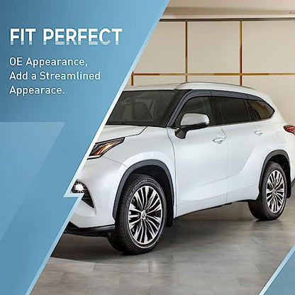 Rain Guards Fit for Toyota Highlander 2020 2021 2022 2023 2024 2025 2026 L LE XLE XSE Limited Platinum Hybrid, Durable Tape on Side Windows Deflectors 2020-2026 Highlander Rain Guard Black - 6 PCS - size: Fit for Toyota Highlander 2020-2026