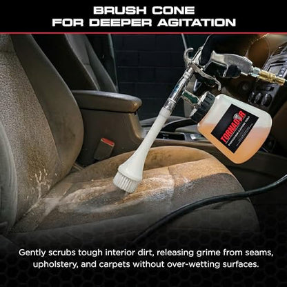 Tornador Z-010 Tool Kit with Orange Enzyme Solution and White Brush Cone CT-900 | High Pressure Air Tool for Interior Surfaces Car Detailing Use - size: Z-010 + Enzyme + Brush Cone