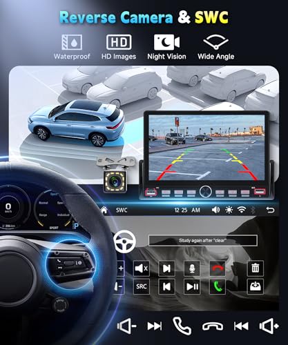 Single Din Car Radio Stereo, 7 inch Touch Screen Radio for Car Stereo Receivers, 1 Din Bluetooth Radio, HD Backup Camera, SWC, Mirror Link, Support FM/EQ/SD/AUX, USB Fast Charging - style: 7 inch+Piano Key