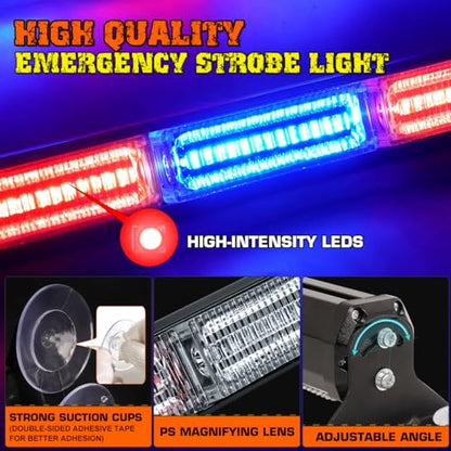 2x17.7 Emergency Flashing LED Traffic Advisor Strobe Light Bar Interior Safety Warning Lights for Construction Vehicles Snow Plow Tow Trucks(Red/Blue) - color: #05 Red/ Blue
