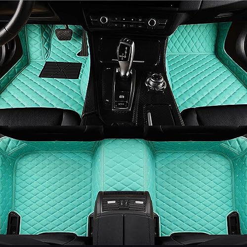 Custom Luxury Leather Car Floor Mats Upgrade Your Car's Interior All-Weather Protection for Cars, SUVs, Trucks Compatible with Automotive Floor Mats (Tiffany Blue) - color: tiffany blue
