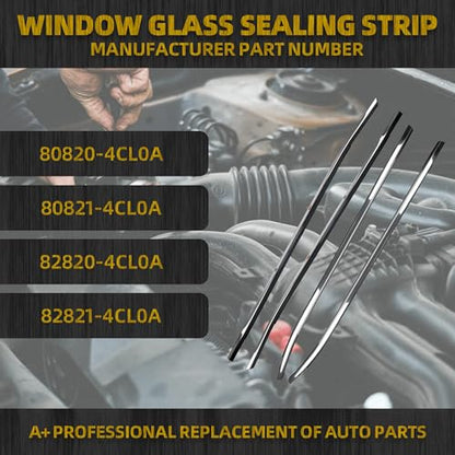 Dasbecan 4Pcs Weatherstrip Window Seal Car Window Moulding Trim Compatible with 2014-2020 Nissan Rogue Replace 80820-4CL0A, 80821-4CL0A, 82820-4CL0A, 82821-4CL0A