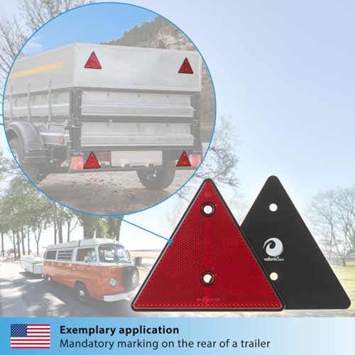 valonic triangle reflector,2 pieces - 6 x 6 inch - reflector for trailers - red - no screws included