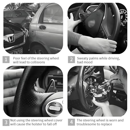 Steering Wheel Covers for Car, Truck, and SUV, Cute Non-Slip Breathable Elastic Steering Wheel, Car Accessories, Universal 15 Inch Leather Cover for Men Women Black Roses - color: Black Roses