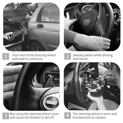 Steering Wheel Covers for Car, Truck, and SUV, Cute Non-Slip Breathable Elastic Steering Wheel, Car Accessories, Universal 15 Inch Leather Cover for Men Women Mountain Landscape - color: Mountain Landscape