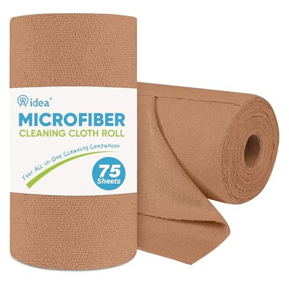 AIDEA Microfiber Cleaning Cloth Roll, 75PK, Reusable Paper Towels Tear Away Cloth, Microfiber Towels Washable Shop Rags, Lint Free Cleaning Rags for House, Kitchen, Window, 11.5"×11.5", Coffee - color: Coffee