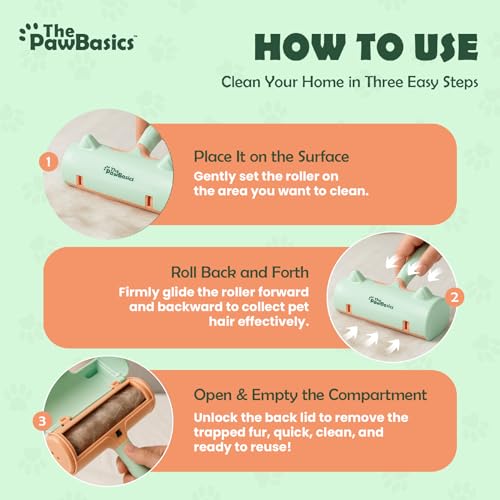 Pet Hair Remover Roller - Reusable Lint Roller for Dog and Cat Hair, Easy to Clean Electrostatic Pet Hair Removal Tool with Ergonomic Grip for Bedding, Couch, Carpet and Car Interiors - color: Green