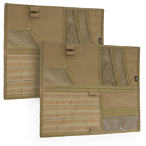 WYNEX Car Sun Visor Organizer with Double-Sided Folding MOLLE Panel, Auto Sun Visor Storage for Essentials & Tactical Gear, Compatible with Cars, Pickup, Trucks, Vans, SUVs - color: Khaki - 2 Packs