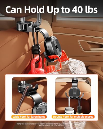 1 Pack Headrest Hook for Car Seat Back with Phone Holder, Multifunctional Car Seat Hooks for Purses and Bags Handbag Grocery Bag, Purse Hanger Car Organizers and Storage Accessories Interior - style: Clamp
