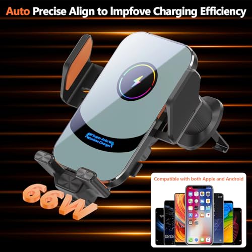 15W Fast Wireless Car Charger, Peltier Cooling Fast Charging Auto-Clamping Car Phone Mount, Anti-Shake Hands Free Car Cell Phone Holder, Universal for iPhone & Samsung Galaxy Series