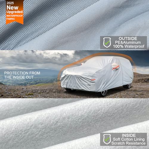 Kayme 6 Layers SUV Car Cover Custom Fit for BMW X5 (2007-2025) Waterproof All Weather for Automobiles, Outdoor Full Cover Rain Sun UV Protection.Silver - size: 7. Custom Fit BMW X5
