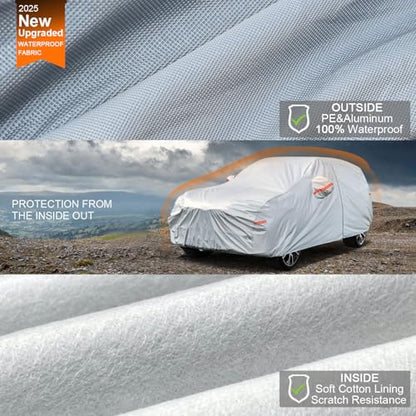 Kayme 6 Layers SUV Car Cover Custom Fit for BMW X5 (2007-2025) Waterproof All Weather for Automobiles, Outdoor Full Cover Rain Sun UV Protection.Silver - size: 7. Custom Fit BMW X5