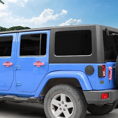Exterior Door Handle Cover Tailgate Handle Cover Recess Guard Compatible with 2007-2017 Jeep Wrangler JK JKU Sports Sahara Freedom Rubicon Unlimited, Pink, 15PCs - color: Pink