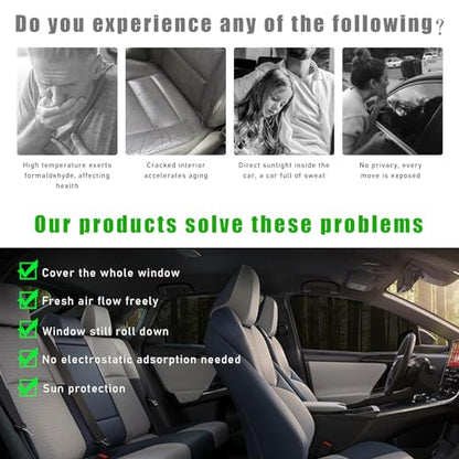 Ohleats 4 PCS Car Window Shades, Auto Front Rear Side Window Sun Shades for Block Heat & UV Protection, Breathable Mesh Baby Window Screen Covers, Universal Car Accessories (SUV) - size: SUV 4PCS
