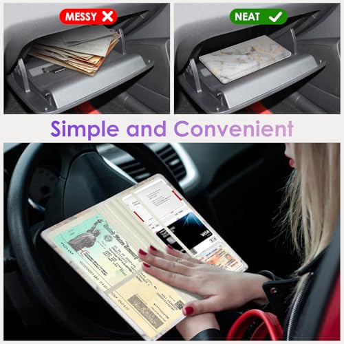 Car Registration and Insurance Holder，Colour Patterns Men Women Car License Document Registration and Insurance Card Holder - color: Grey Marble