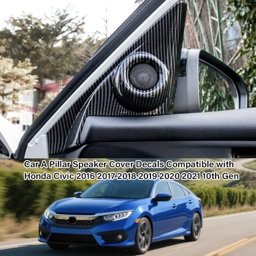 Car A Pillar Speaker Cover Compatible with Honda Civic Accessories 10th Gen 2016 2017 2018 2019 2020 2021ABS Carbon Fiber Style Interior (2 PCS) - color: A Pillar Speaker Cover