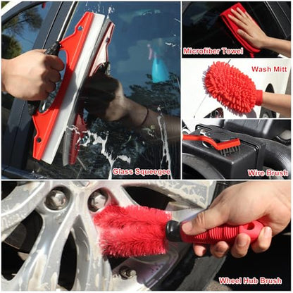 25Pcs Car Detailing Kit with Drill Brushes, Car Cleaning Kit for Interior Exterior, Wheel & Tire Brushes, Polishing Pads for Waxing, Auto Detailing Tools – Gift for Men Dad (25PCS) - size: 25PCS