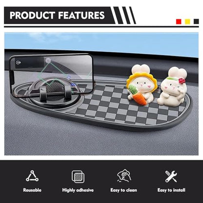 Car Dashboard Mat, Non-Slip Washable Center Console Storage Pad, 11.8" x 5.4" Rotatable Phone Holder Large Storage Tray Parking Number Sign, Universal Multifunctional Organizer (Black #B) - color: Black #B