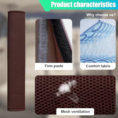 2PCS Long Car Seat Belt Cover Pads, Soft Mesh Seatbelt Shoulder Strap Protector Pad for Comfort Driving, Breathable Car Seat Belt Pad Harness Cushion Protect Your Neck and Shoulder (Coffee) - color: Coffee