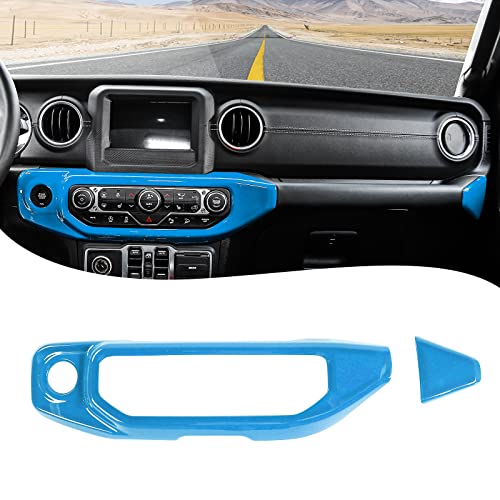 RT-TCZ Center Console Air Conditioner Control Panel Trim Cover Dashboard Decoration Interior Accessories for Jeep Wrangler JL JLU & Gladiator JT 2018-2022,Light Blue - color: Light blue