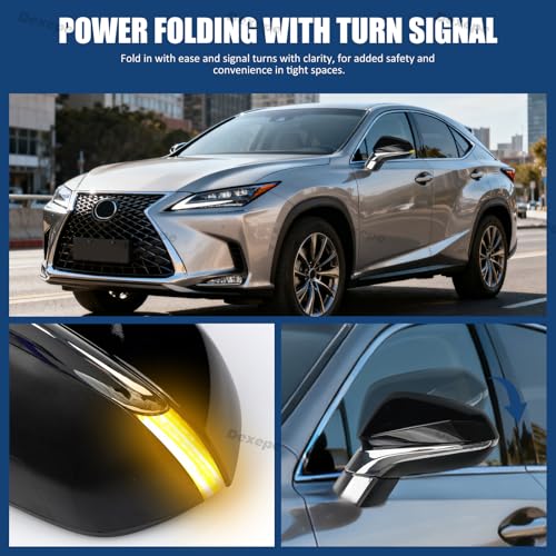 Driver Side Mirror Assembly Compatible with Lexus RX 350 350L 450h 450hL 2016-2022 with Heated, Blind Spot Monitor, Turn Signal, Power Folding Adjust Memory Black (13 Pin Left) - size: 13Pin Left