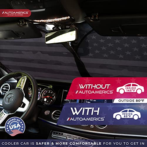 Autoamerics 1-Piece Windshield Sun Shade B&W Camo American Flag USA Design - Foldable Car Front Window Sunshade for Most Sedans SUV Truck - Blocks Max UV Rays and Keeps Your Vehicle Cool - Large - color: USA B&W CAMO FLAG, size: LARGE = 64 x 33.5 inches