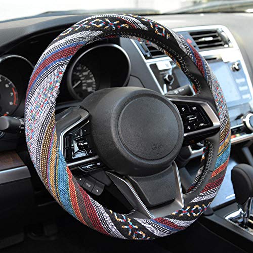 BDK Blue Woven Saddle Blanket Steering Wheel Cover for Cars SUV Van Truck Auto - Driver Grip 15 inch - color: #25 Blue, size: Fits 14.5 - 15" Sw