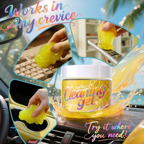 ASFSKY Keyboard Cleaning Gel (Lemon) Universal Cleaning Putty Dust Cleaning Car Interior Cleaner Car Dust Remover Car Slime Gifts for Men Women Girl（1 Pack） - color: yellow