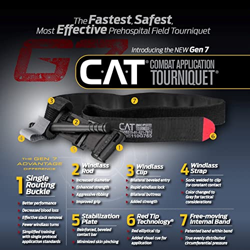 EVERLIT Emergency Trauma Kit, CAT GEN-7 Tourniquet 36" Splint, Military Combat Tactical IFAK for First Aid Response, Critical Wounds, Severe Bleeding Control (Black) - color: Black