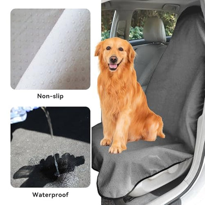 Waterproof Towel Car Seat Cover, Sweatproof Non Slip Towel Carseat Cover, Machine Washable Vehicle Bucket Frontseat Protector Accessories, Universal for SUV, Sedan, Truck (Gray) - color: Gray