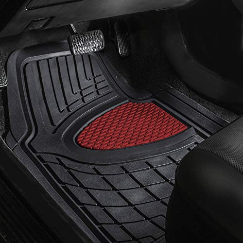FH Group Premium Liners Tall Channel Trimmable All Weather Rubber Full Set Car Floor Mats (Pink) w. Trimmable All-Season Cargo Liner (Burgundy) - Universal Fit for Cars Trucks and SUVs - color: Burgundy, style: With Cargo Mats