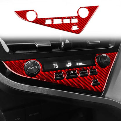 Super Glossy Red Durable Real Carbon Fiber Compatible with Toyota Camry 2018-2023 Accessories Car Center Console Climate Control Panel Cover Interior Trim Sticker Decal 1PC -B - color: Climate Control Panel -B