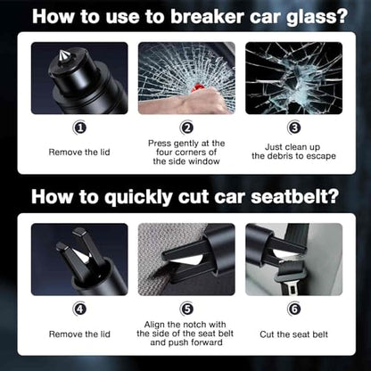 MOTORBUDDY Window Breaker Seatbelt Cutter, 2-in-1 Car Window Breaker Tool,Emergency Glass Breaker and Auto Escape Tool，Safety Hammer for Car Accessories - color: Black