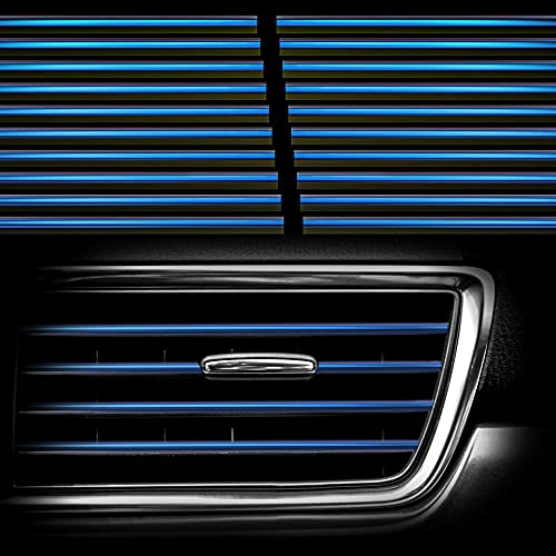 20Pcs Car Auto Air Conditioner Vent Outlet Trim Strip, DIY Decoration Chrome PVC Car Interior Moulding Trim Strip Line for All Straight Air Vent Outlet (Blue) - color: blue