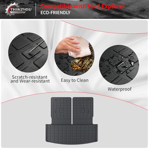 Cargo Mat Compatible with 2020-2025 2026 Ford Explorer Trunk Mat Cargo Liner Seat Back Cover Protector TPE All Weather Trunk Liner 2025 Explorer Accessories (Trunk Mat with Backrest Mats) - style: For Ford Explorer | 2020-2026