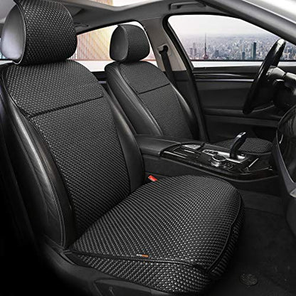 Auto Newer Luxury Breathable Car Seat Cover Fit Four Seasons, Universal Front of Car Seat Cushions, Bottom Seat Covers of Full Wrapped Edge,Universal Fit for 95% Cars,SUV(Black+Grey，2PCS) - color: Black+Grey-2PCS