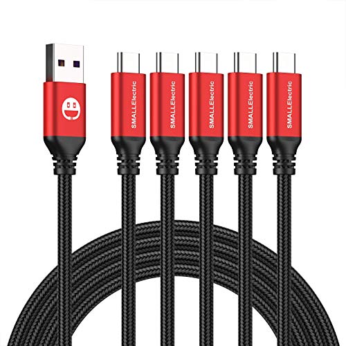USB Type-C to A Cable 5pack 6ft Braided Fast Charging 3A Quick Charger Cord, 6 Foot Compatible iPhone 17/17 Pro/16e/16/15 Pro Max,Samsung Galaxy S10 S9 S8 Plus, Note 10 9 8, LG V50 V40 G8 G7(Red) - color: Red, size: 6foot