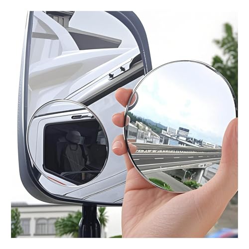 2Pcs Large Stick-on Blind Spot Car Mirror, 3.75 Inch Non-Adjustable Big Round Convex Rear View Mirrors, HD Glass Blindspot Convex Rearview Mirror for Car, an, SUV and Trucks