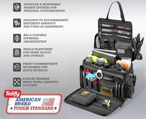 Tidify Patrol Bag Used By Law Enforcement Police Gear and Military Grade - Water Resistant Police Officer Duty Bag - Heavy Duty Car Front Seat Organizer with Multiple Storage Space